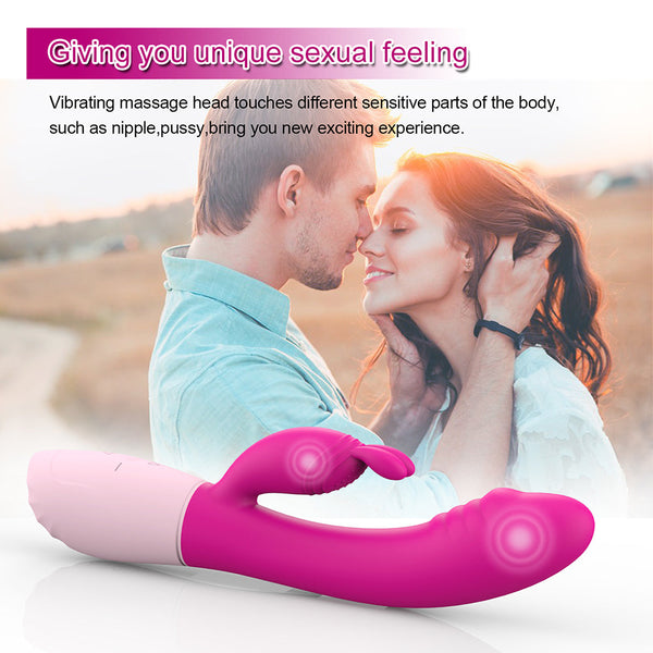 5 Modes 5 Speeds Rabbit Dildo Vibrator With Bunny Ears for Clit Stimulate
