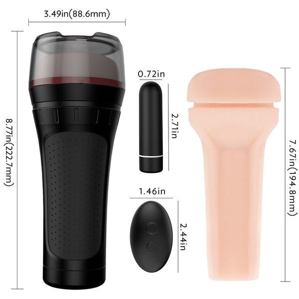 10 Vibration Remote Control Male Masturbator Cup Detachable Pocket Pussy