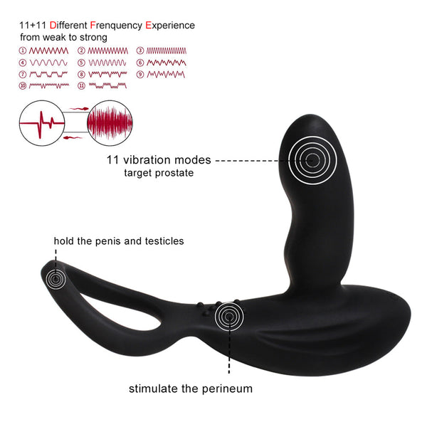 3-in-1 Remote Control 11 Stimulation Prostate Massager With Penis Ring