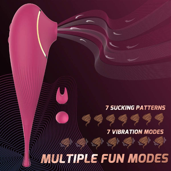 2 In 1 Vibrating & Sucking Clitoral Vibrator 7*7 Mode For Quick Orgasm