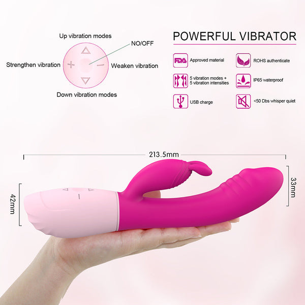 5 Modes 5 Speeds Rabbit Dildo Vibrator With Bunny Ears for Clit Stimulate
