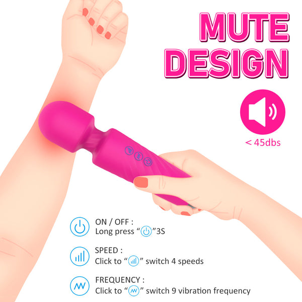 Mute Wand Massager Rechargeable 7 Frequencies 4 Speeds Body Recovery