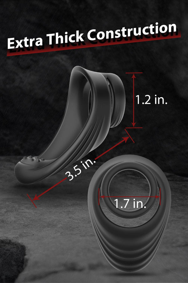 Silicone Dual Penis Ring with Taint Teaser Enhancing Cock Ring