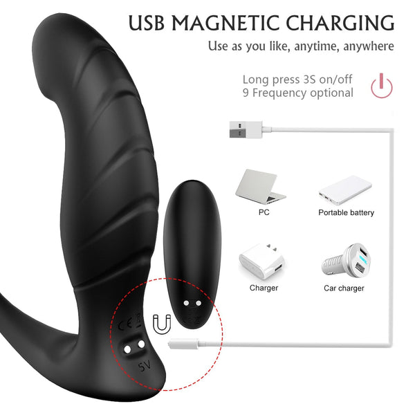 Double Stimulation 9 Modes Prostate Massager With Dual Cock Ring