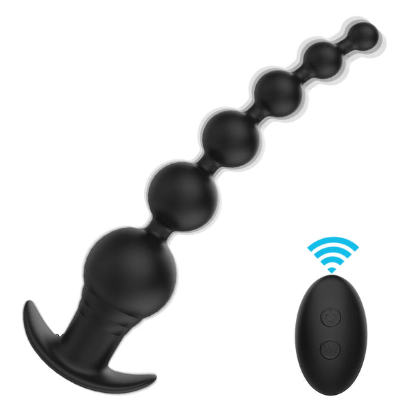 9 Speeds Remote Control Anal Beads Plug Massager with Removable Bullet