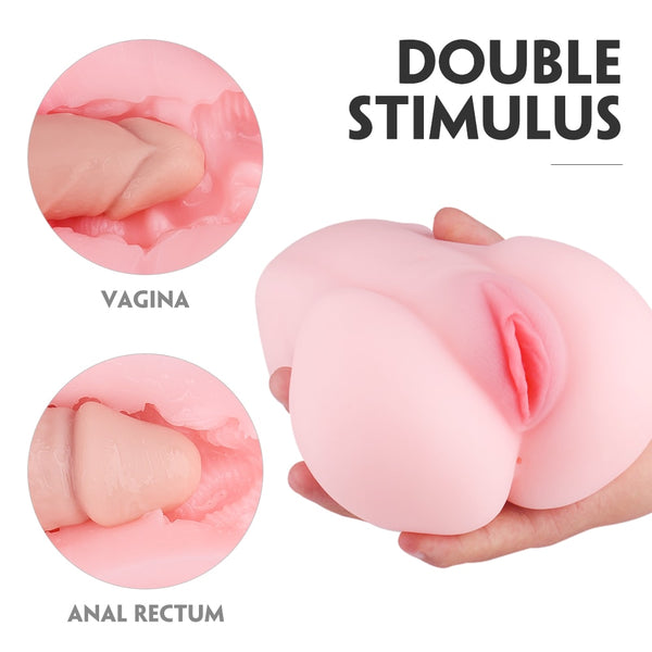Pussy Ass Male Masturbator with Realistic Labia Vagina & Anal Stroker