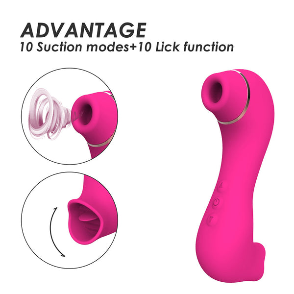 2 In 1 Clitoral Sucking & Licking G Spot Vibrator 10 Dual Stimulation