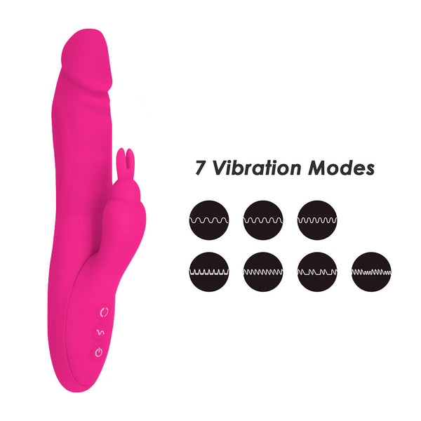 3 Rotating 7 Patterns Soft Silicone Realistic Dildo Rabbit Vibrator