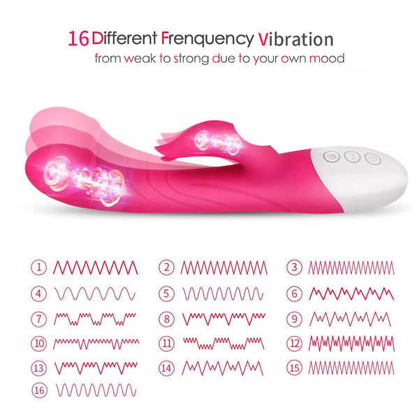 Heating G Spot Dildo Rabbit Vibrator with 16 Vibration Modes for Women