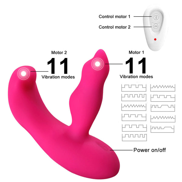 2 IN 1 Anal Clitoris Stimulator Separate Control 11+11 Mode For Female