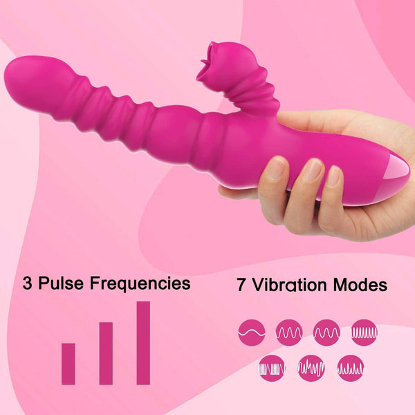 Powerful Thrusting G Spot Clitoral Licking Vibrator 7 Vibrations & 3 Pulsations