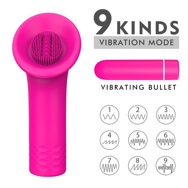 9 Vibration Modes Detachable Bullet Clitoral Licking Vibrator Massager