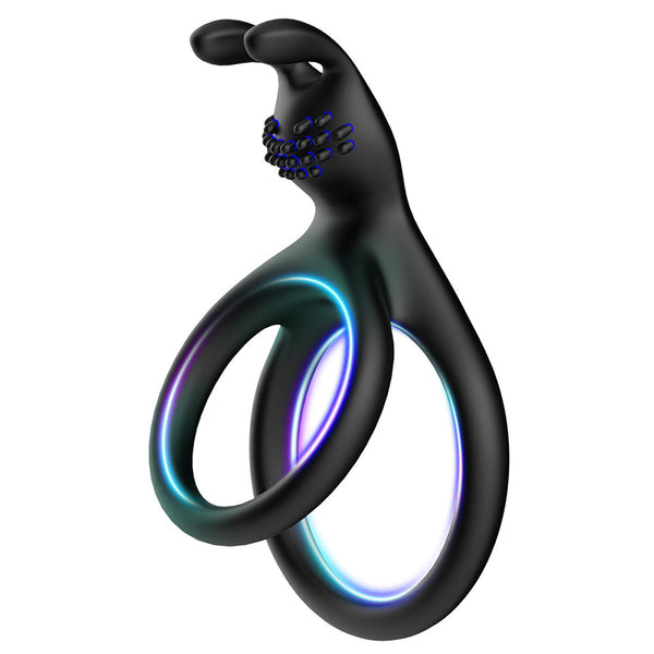 Silicone Dual Cock Ring With Rabbit Ears for Clitoral Stimulation