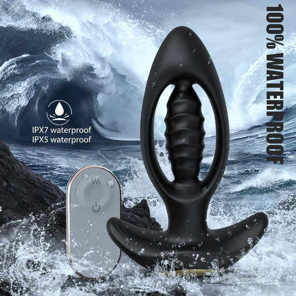 9 Powerful Mode Hollow Spiral Anal Vibrator P-Spot Stimulate With Remote