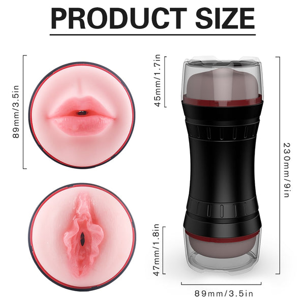 Oral Sex & 3D Textured Vagina Double-end Soft Men Masturbation Stroker